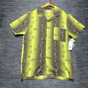 BP Be Proud Shirt Women's XXS Green All Over Tattoo Butterfly Short Sleeve